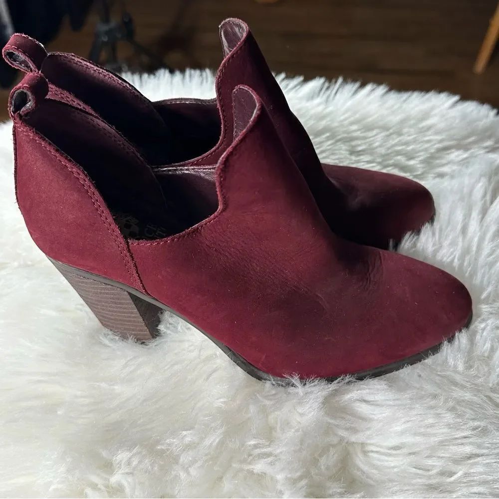 Vince Camuto Red Ankle Booties with Suede Finish